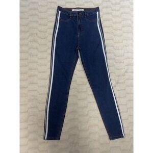 Zara Trafaluc‎ High Rise Stripes Stretch Skinny Jeans Size 8